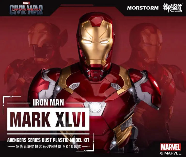DMHTOY In Stock E-Model&Morstorm Iron Man MARK XLVI MK46 Avengers Series Bust Plastic Model Kit